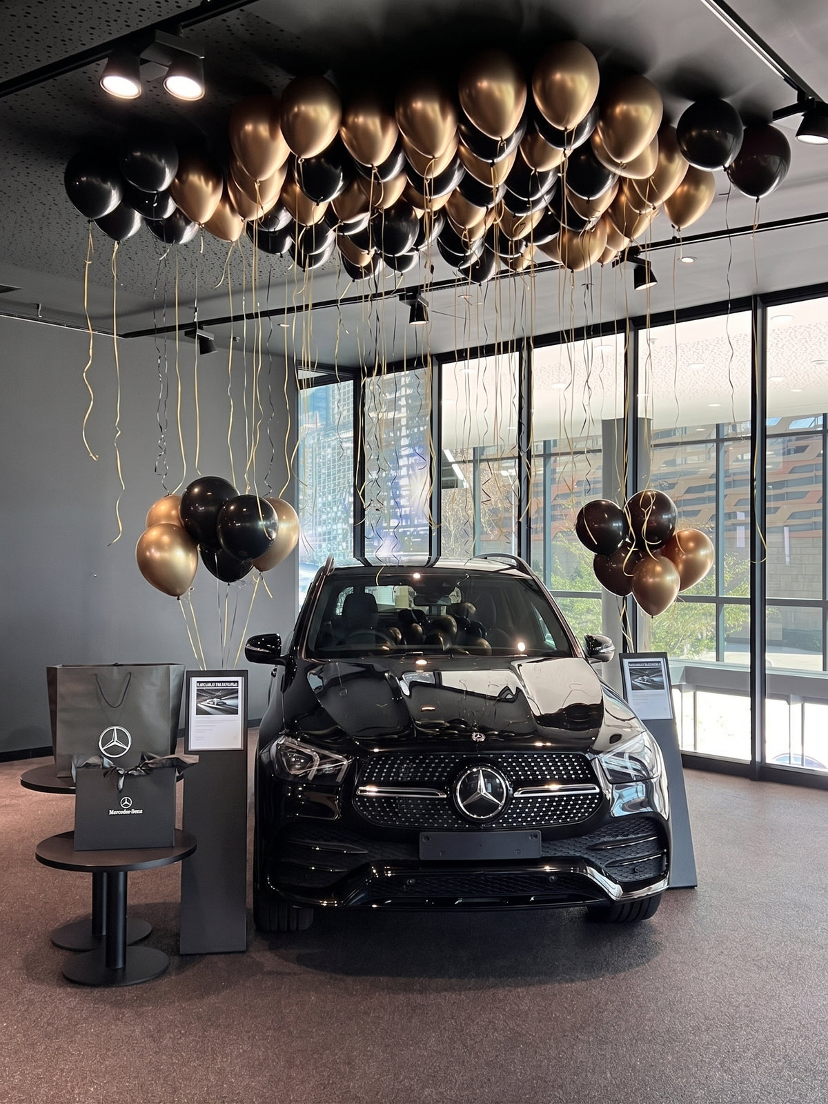 Luxury Car Reveal Balloon Package | Black & Chrome Gold
