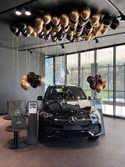 Luxury Car Reveal Balloon Package | Black & Chrome Gold